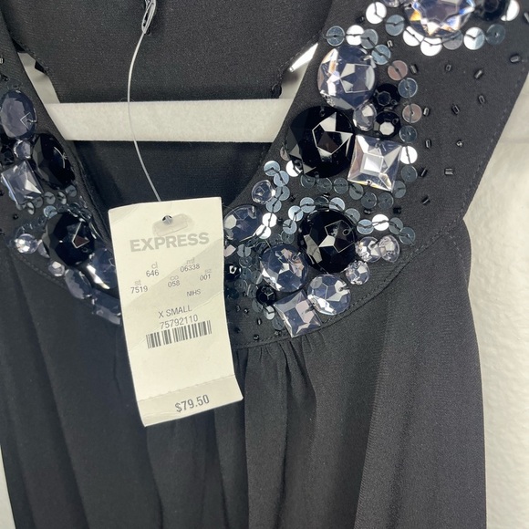 Express Black Embellished Halter Top XS NWT - Picture 3 of 6
